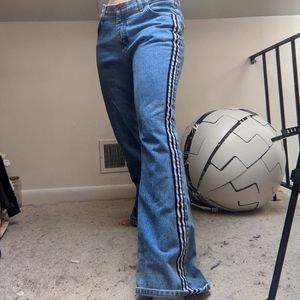 90s Y2K Contrast Tape Flare Leg Relaxed Jeans